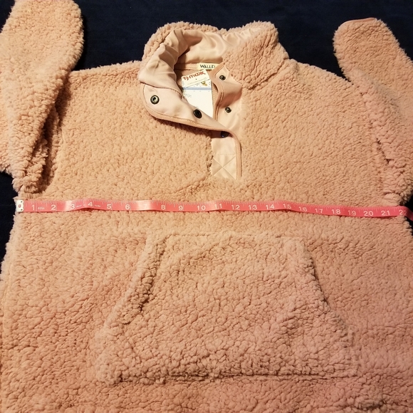 Wallflower Sherpa Cozy Lightweight Pullover Jacket Front Kangaroo Pocket - Picture 6 of 10